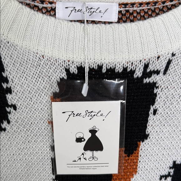 Freestyle Black and Orange Patterned Sweater - Picture 2 of 6